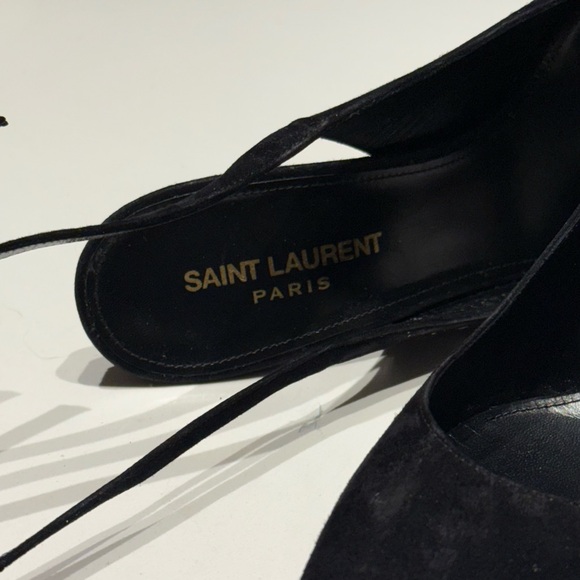 Saint Laurent Black Pointed Slingback Heels - Picture 8 of 10